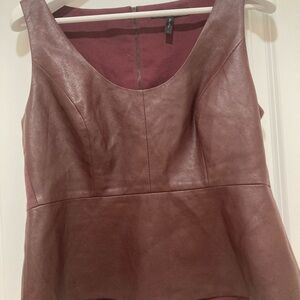 BCBGMaxAzria Faux Leather Burgundy Top